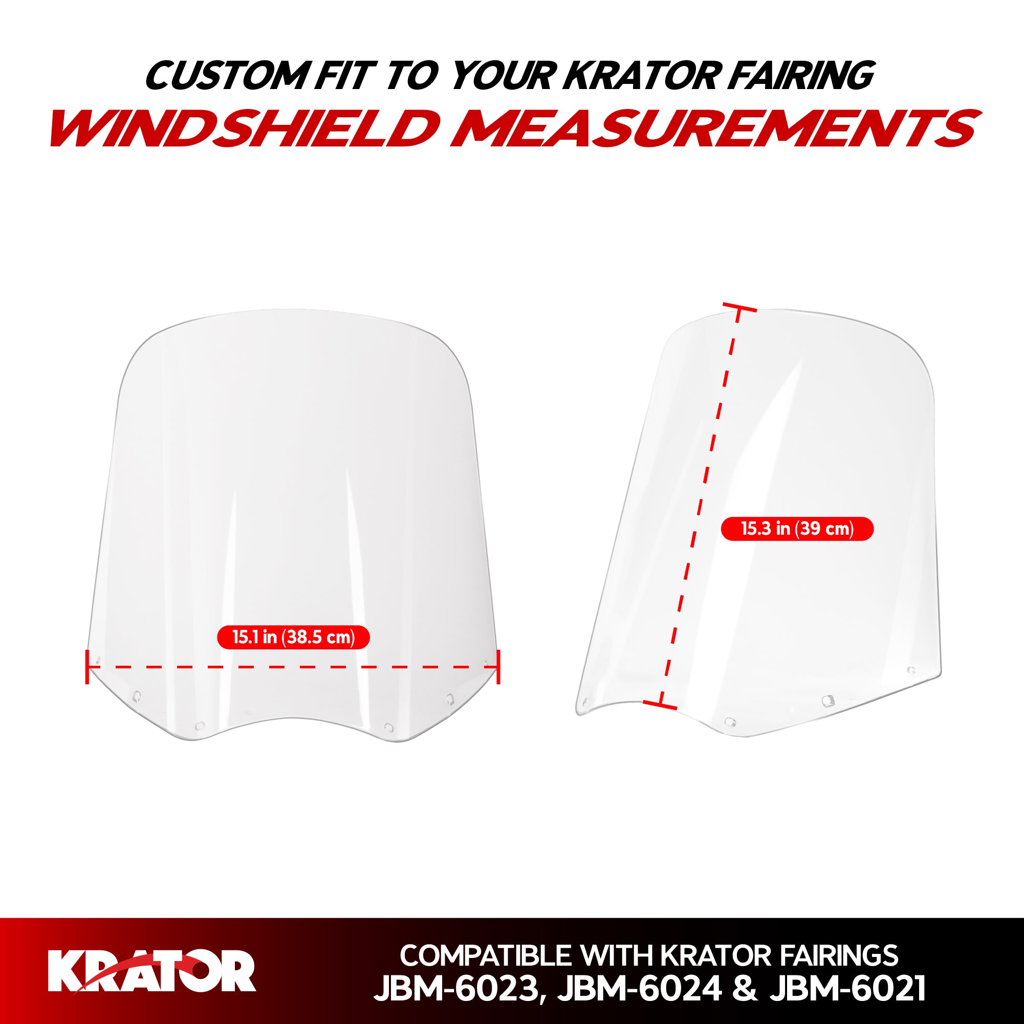 Krator 15" Replacement Motorcycle Windshield