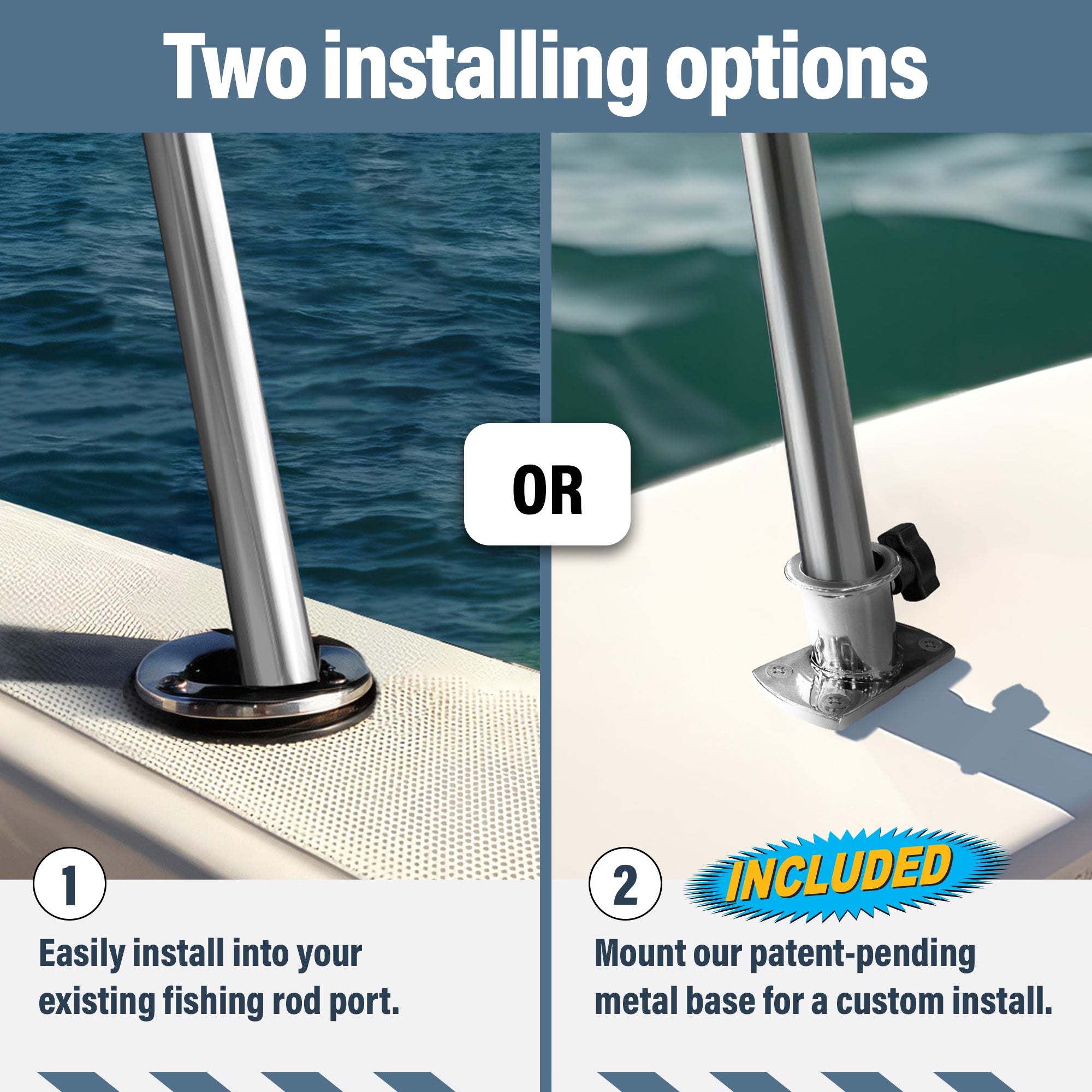 KNOX Universal T-Top Shade Extension with Base Mounts for Bimini Tops for Boats