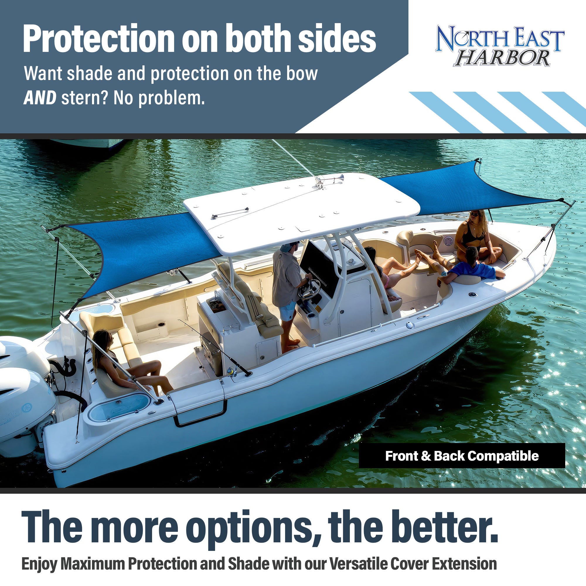 KNOX Universal T-Top Shade Extension with Base Mounts for Bimini Tops for Boats
