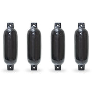 Twin Eye Ribbed Boat Fender 4.5" x 16" 4pcs Inflatable Mooring Guard - Black