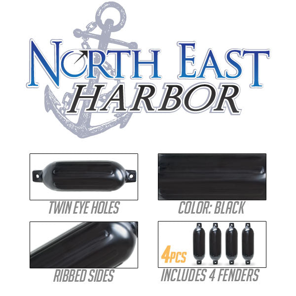 North East Harbor Inflatable Twin Eye Boat Fender, 4pcs