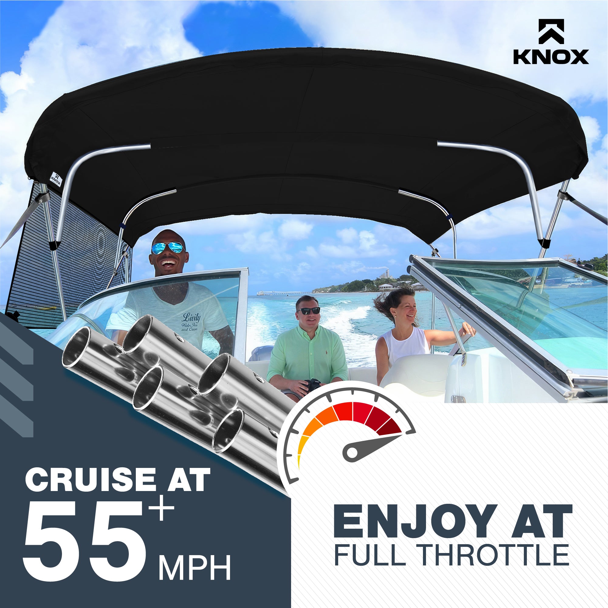 KNOX Universal 4 Bow Bimini Tops for Boats