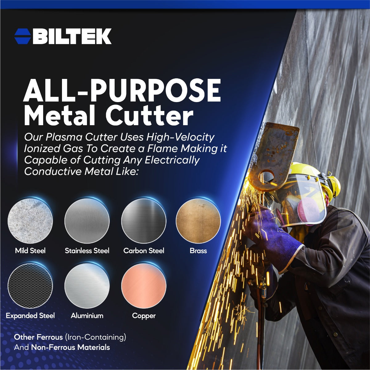 Plasma Cutter 50A Dual Voltage 110V/220V Cutting Torch Kit, 1/2 Inch, IGBT Technology, Portable Plasma Cutter Machine, Metal Cutter for Steel, Copper, Aluminum, Brass and Other Metals