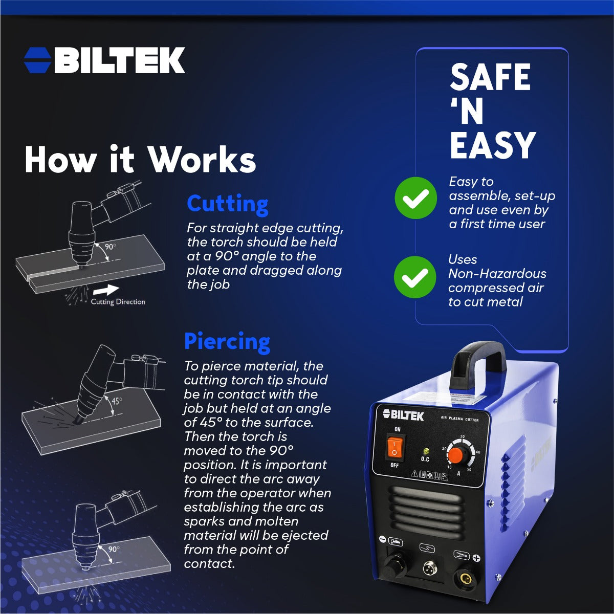 Plasma Cutter 50A Dual Voltage 110V/220V Cutting Torch Kit, 1/2 Inch, IGBT Technology, Portable Plasma Cutter Machine, Metal Cutter for Steel, Copper, Aluminum, Brass, Other Metals + 220V Plug
