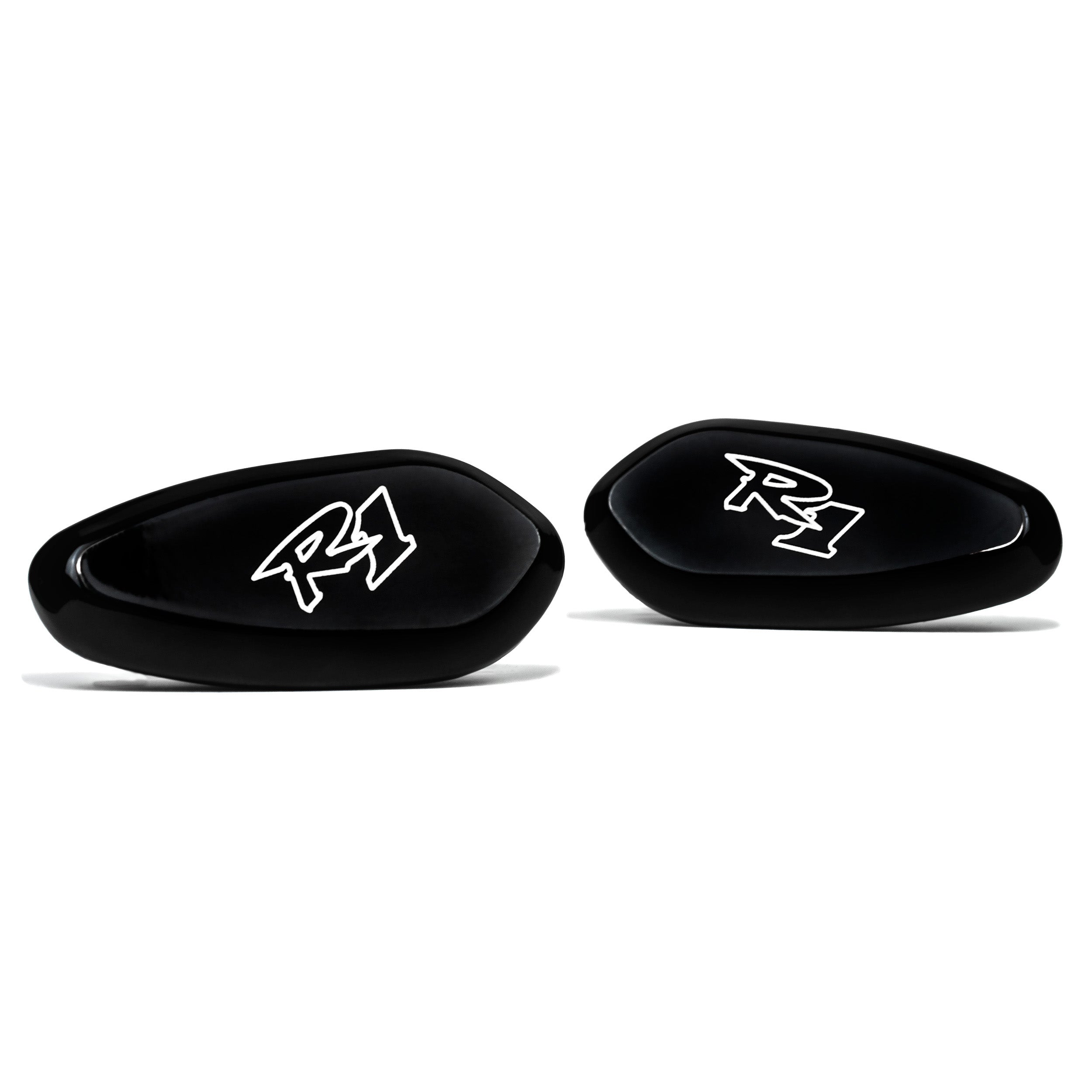 Yamaha YZF R1 Mirror Block Off Plates Logo Engraved Black Set (2000-2008)