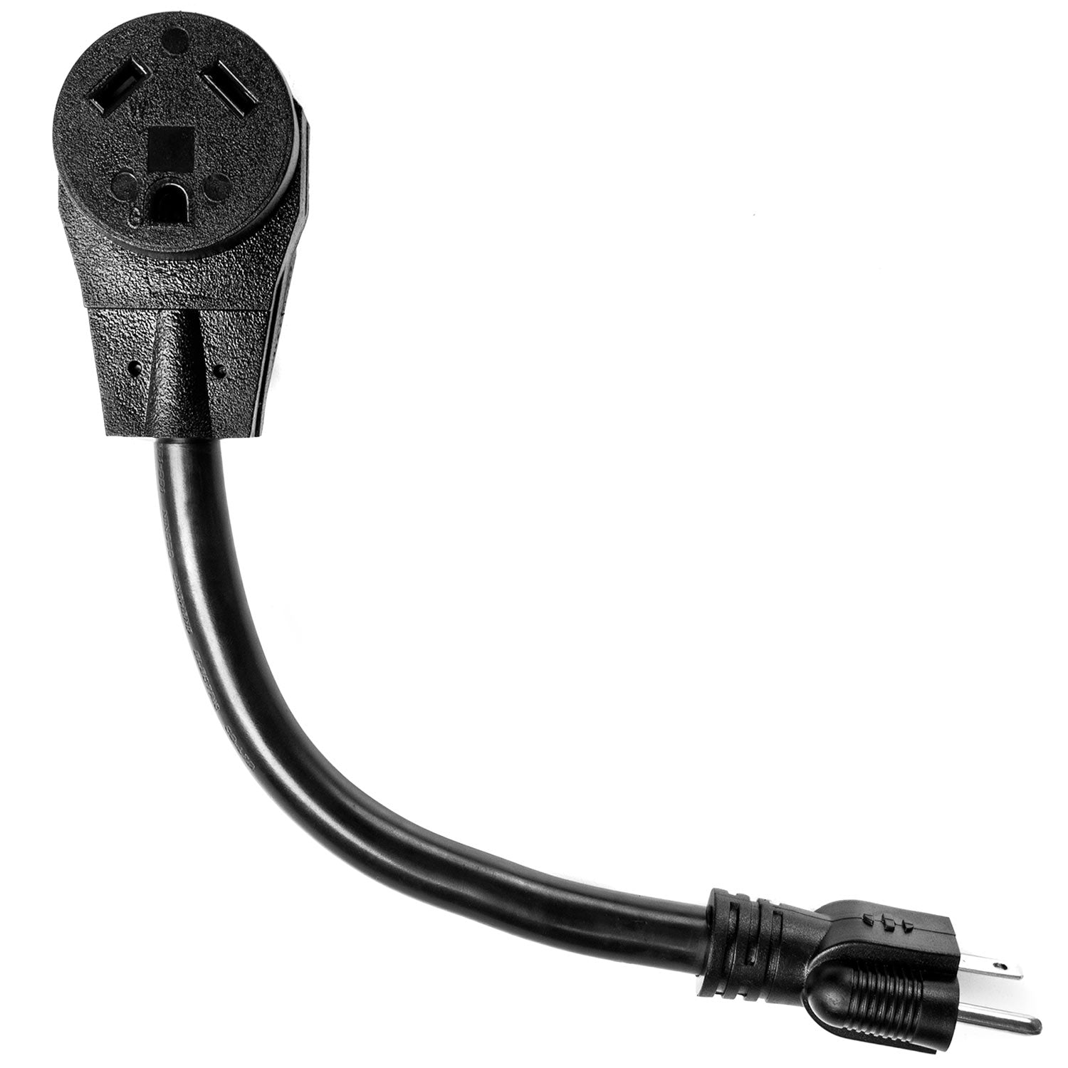 RV Dogbone Electrical Adapter 12'' - NEMA 5-15 Male to TT-30 Female 125V 1875W