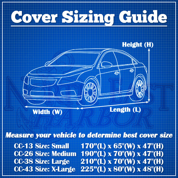 Superior True 100% Waterproof Car Cover Covers Mid Size Sedan (Fits Length 150" - 170")