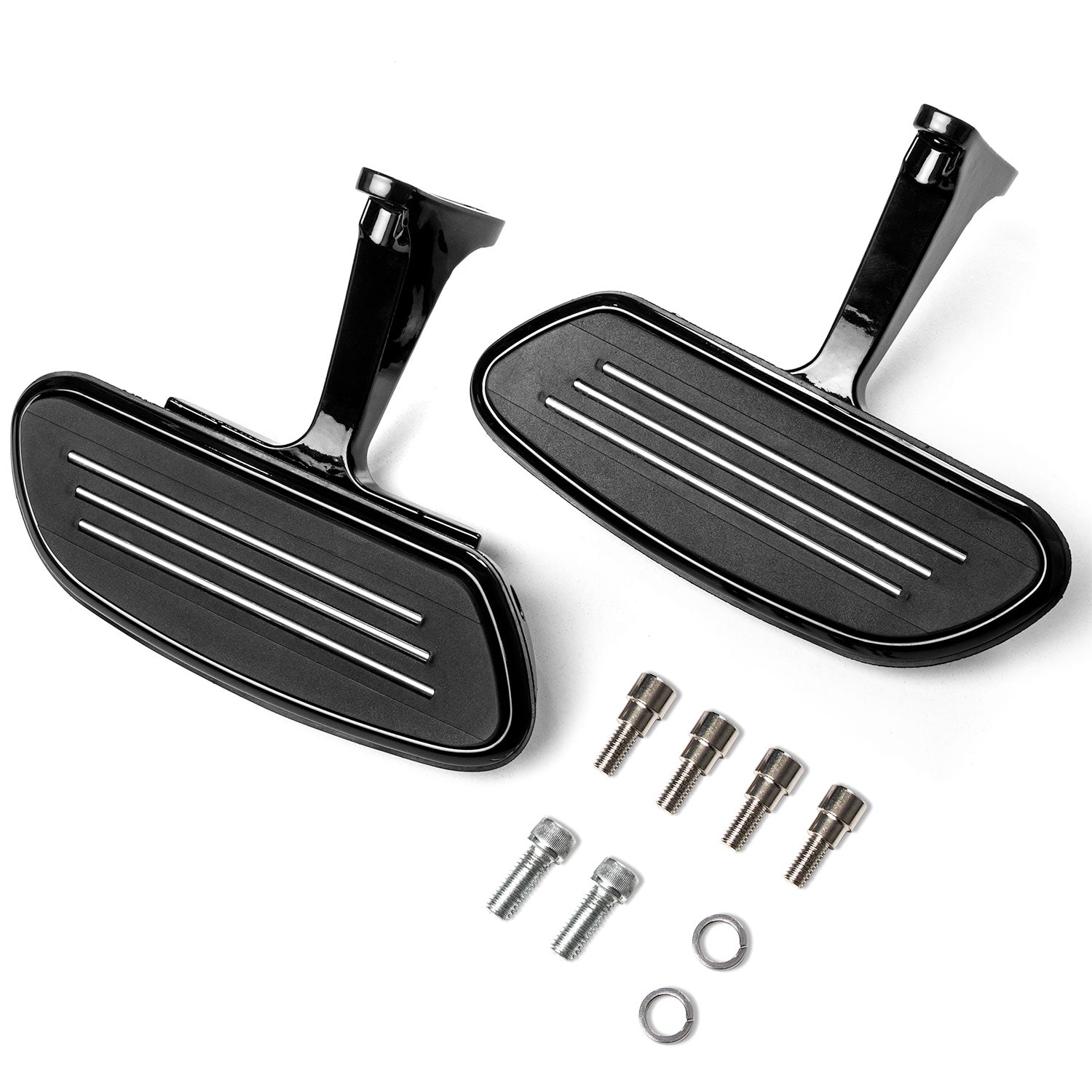 Krator Black Rear Passenger Floorboards Streamliner-Style Flip-Up Footboard