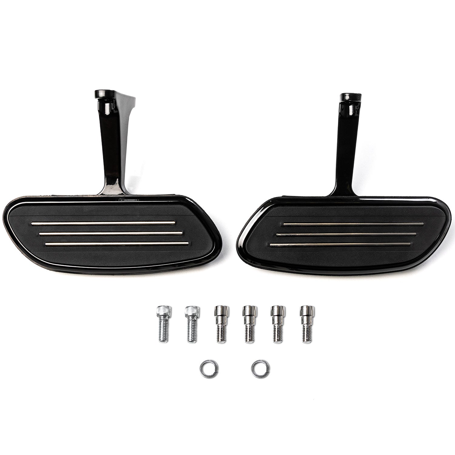 Krator Black Rear Passenger Floorboards Streamliner-Style Flip-Up Footboard