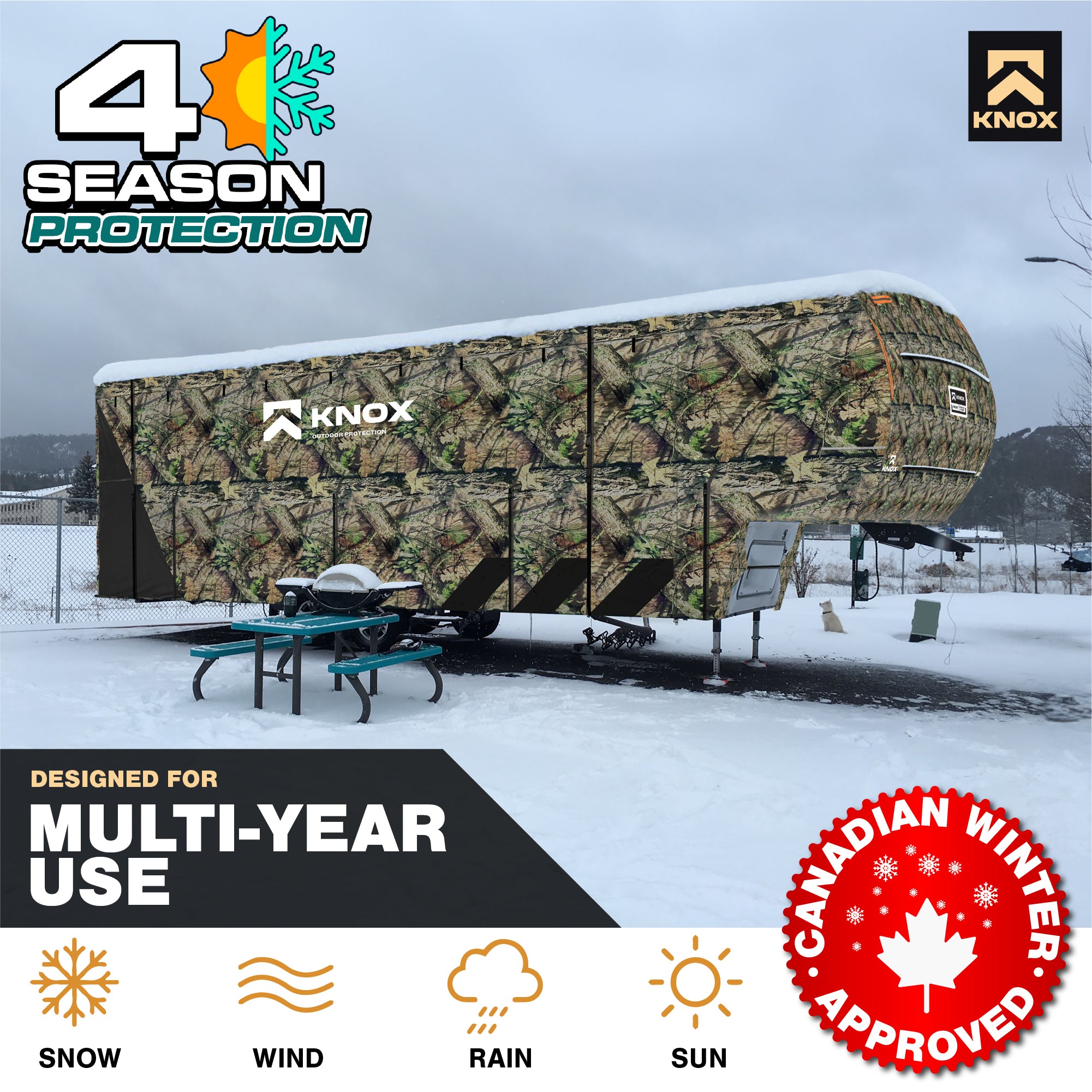 KNOX 2nd Gen 5th Wheel RV Cover, Camo