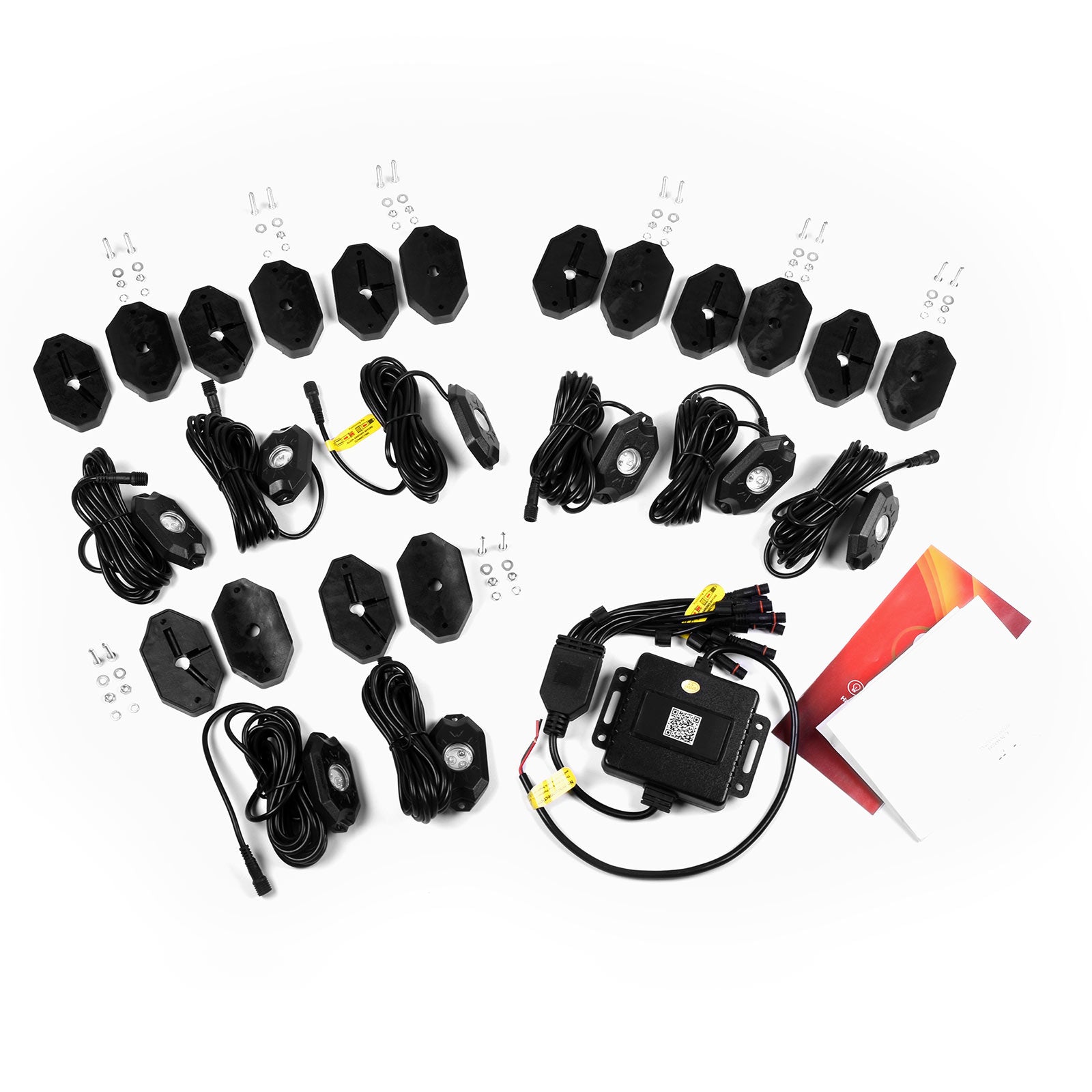 LED Neon Rock Lights With Bluetooth App Control- 8 Pods, Multicolor RGB, IP67 Waterproof, Aluminum Housing- For ATVs, Boats, UTVs, Motorcycles, Domes, Trucks, etc.