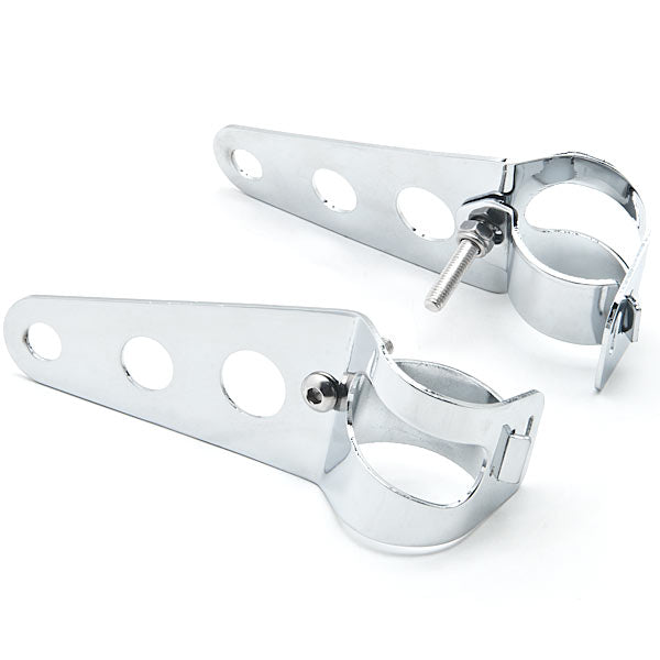 Chrome Headlight Mounting Bracket Fork Ears For Cafe Racer Bobber Bike 31-37mm