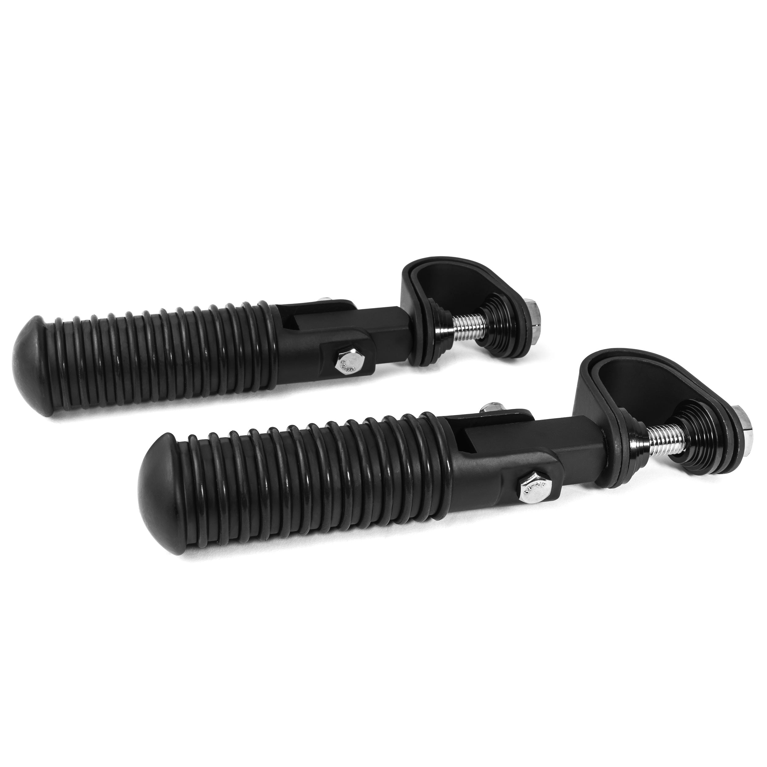 Black Foot Pegs with 1-1.25" Inch Engine Guard Clamps, Anti-Vibrate, Foldable