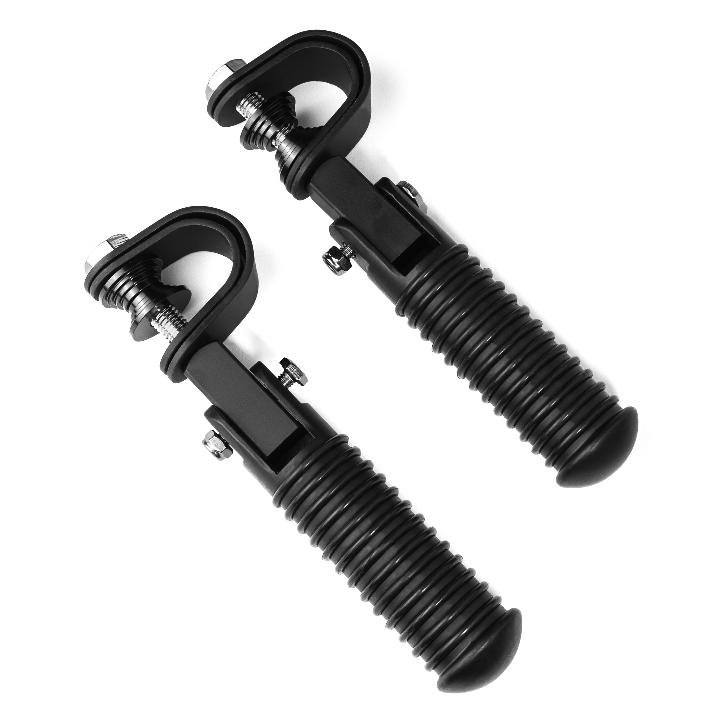 Black Foot Pegs with 1-1.25" Inch Engine Guard Clamps, Anti-Vibrate, Foldable