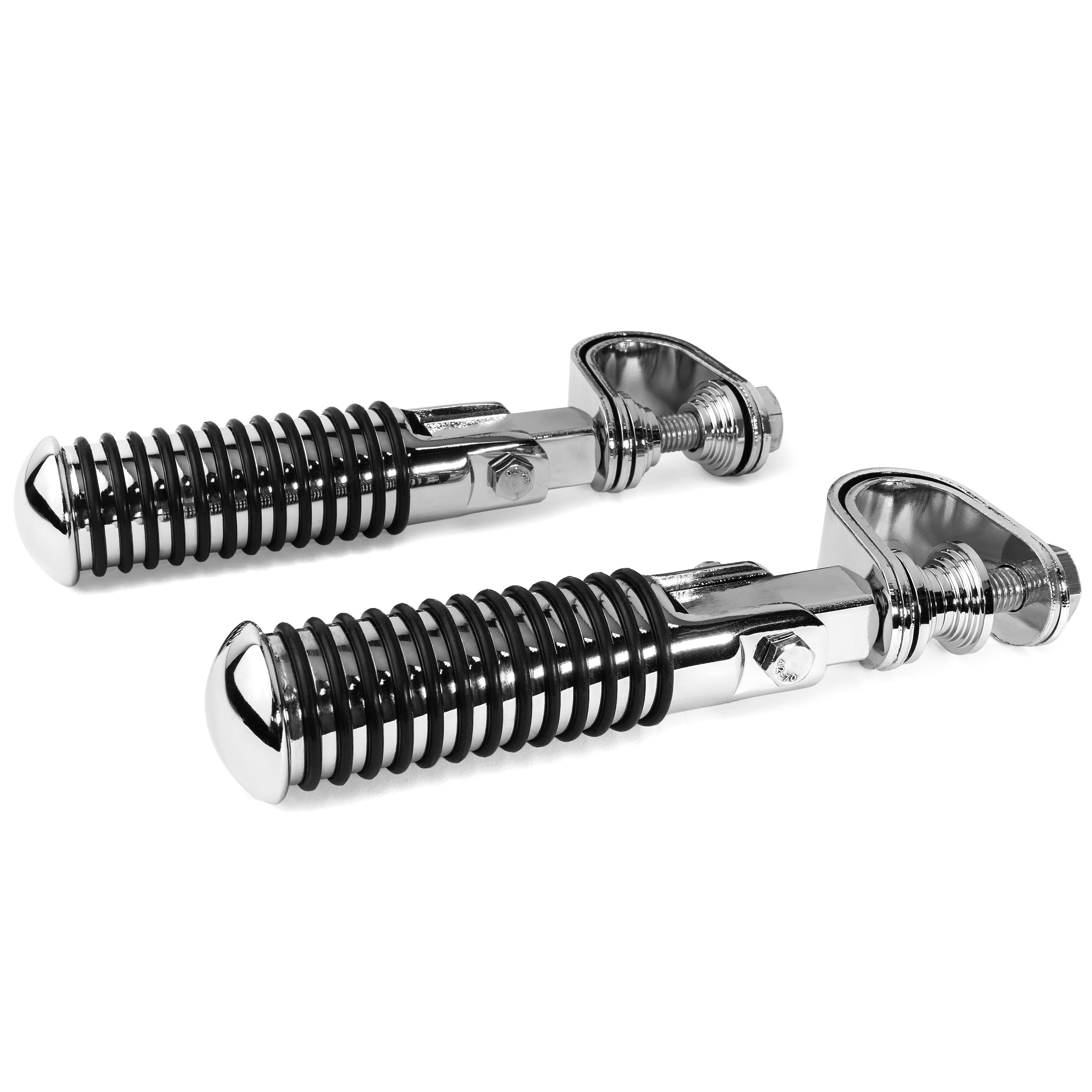 Chrome Foot Pegs with 1-1.25" Inch Engine Guard Clamps, Anti-Vibrate, Foldable