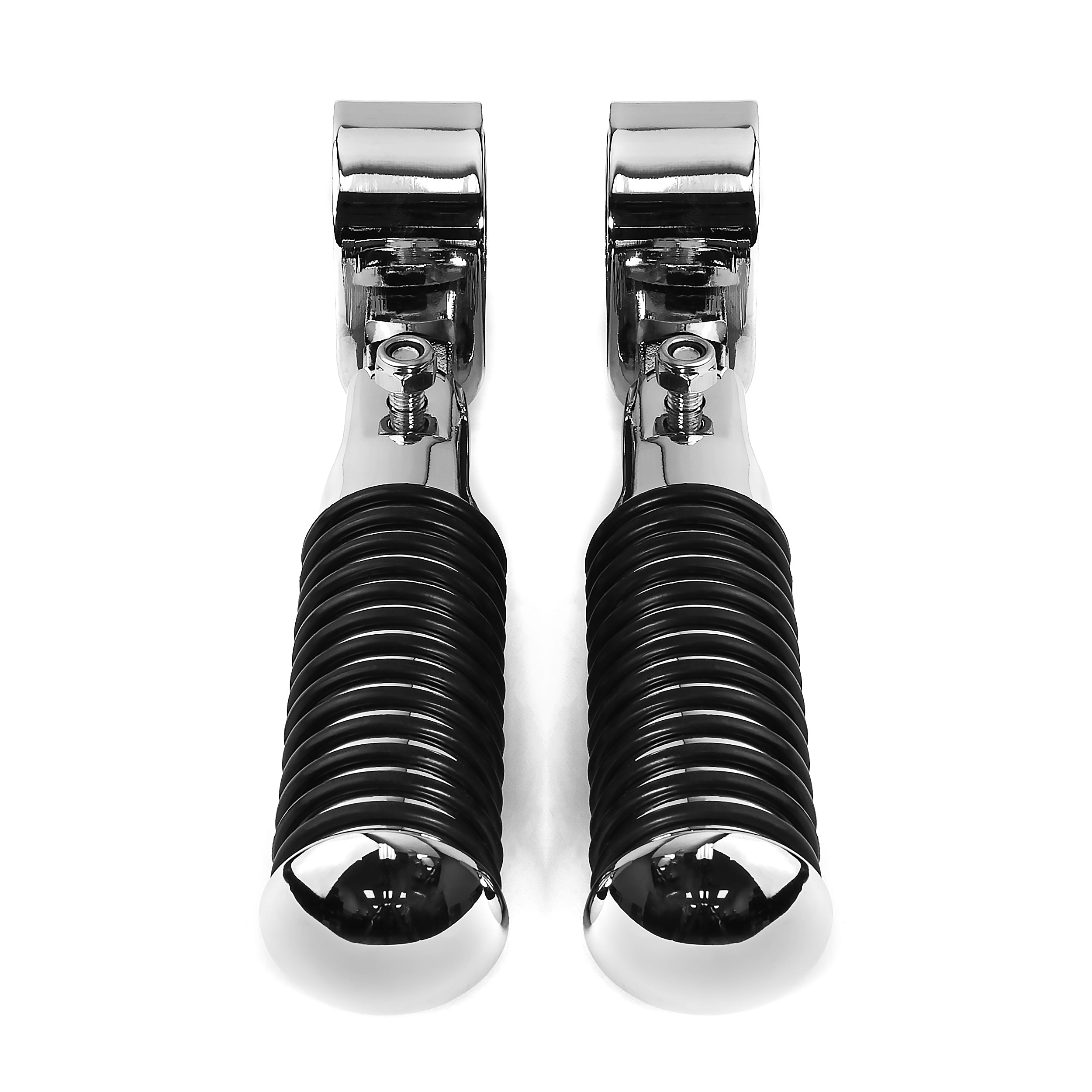Chrome Foot Pegs with 1-1.25" Inch Engine Guard Clamps, Anti-Vibrate, Foldable