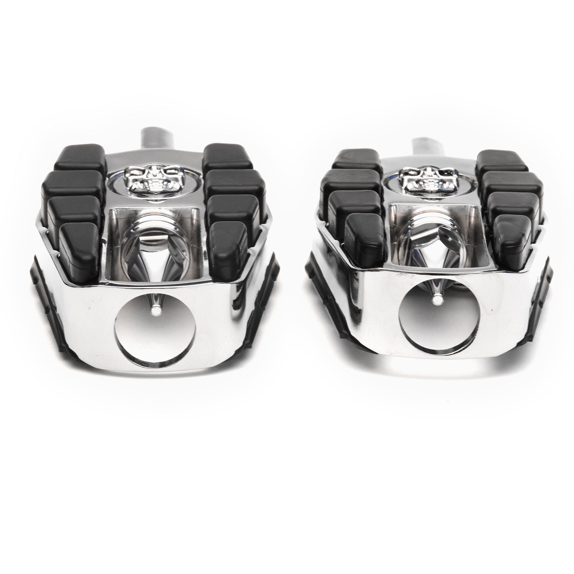 Krator Adjustable Chrome Highway Skull Foot Pegs for Harley Davidson Motorcycles