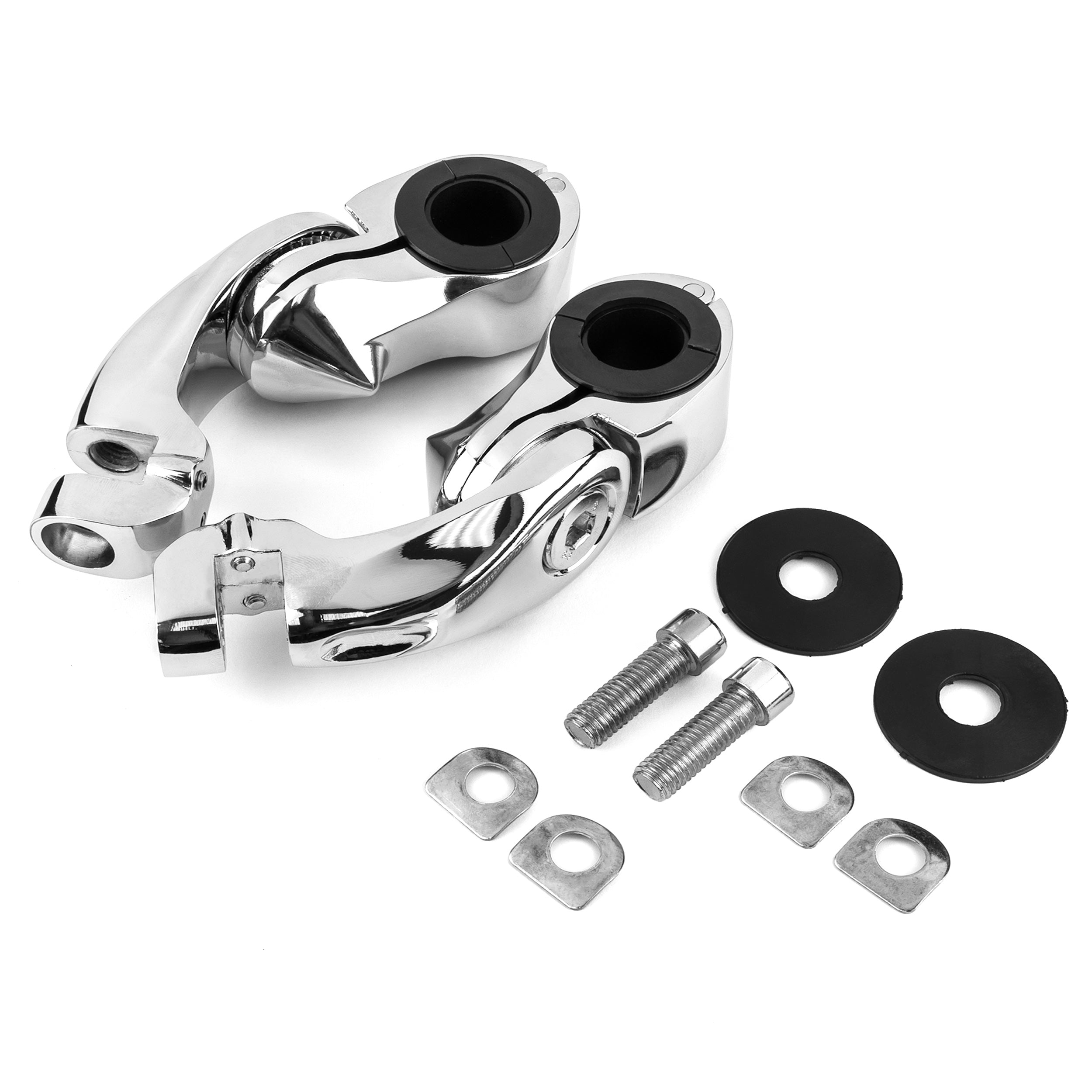 Universal 3" Adjustable Highway Foot Peg Mounting Kit Fits 1.25" Engine Guards, Chrome