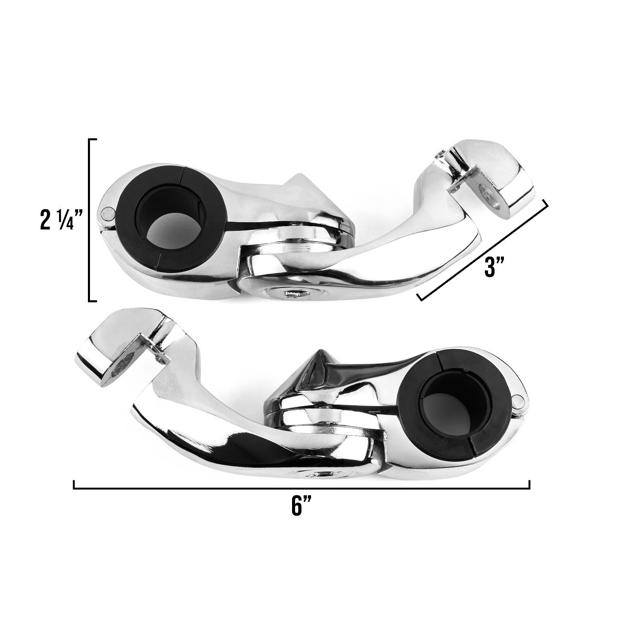 Universal 3" Adjustable Highway Foot Peg Mounting Kit Fits 1.25" Engine Guards, Chrome