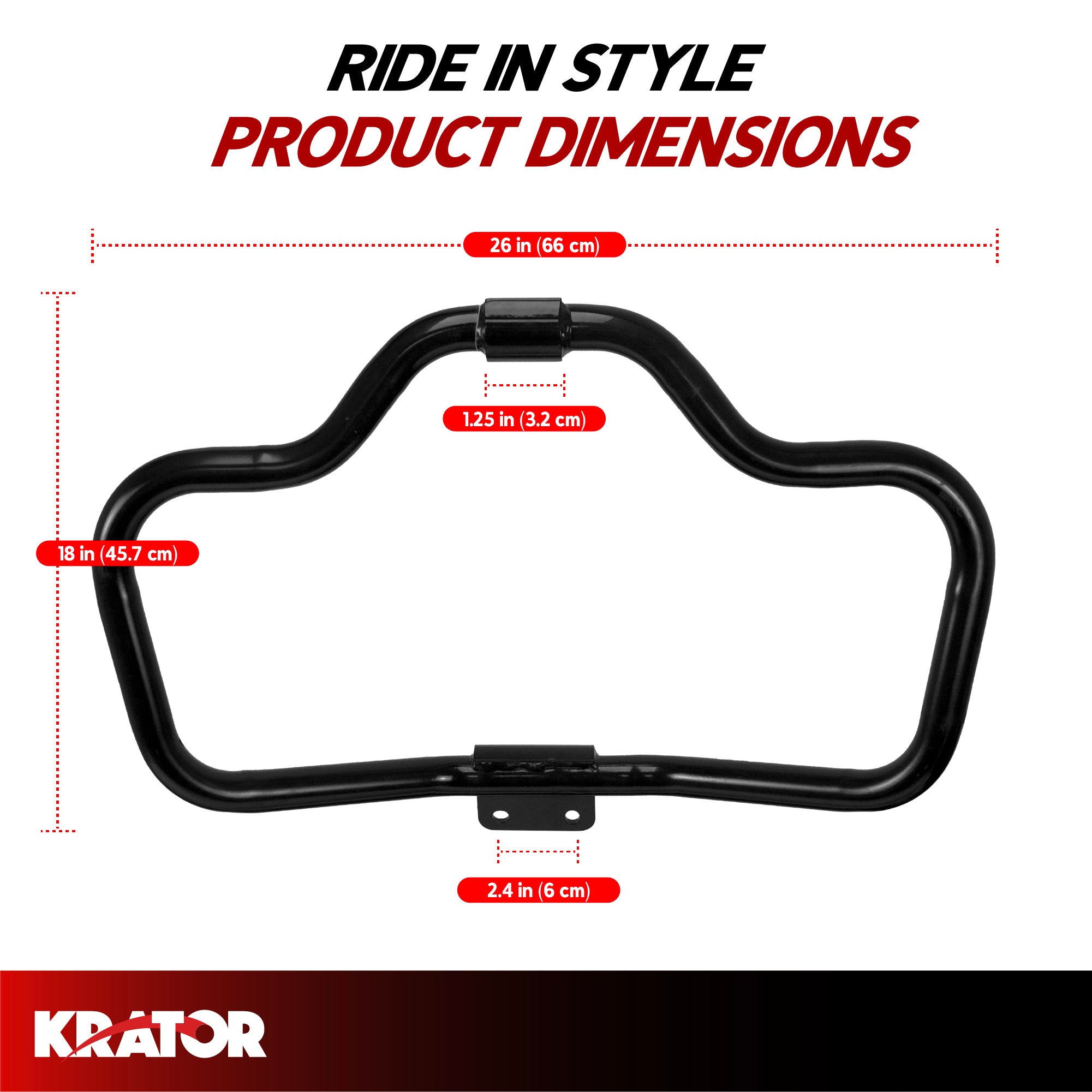 KRATOR Mustache Engine Guard, Motorcycle Crash Bar, Harley Davidson Sportster