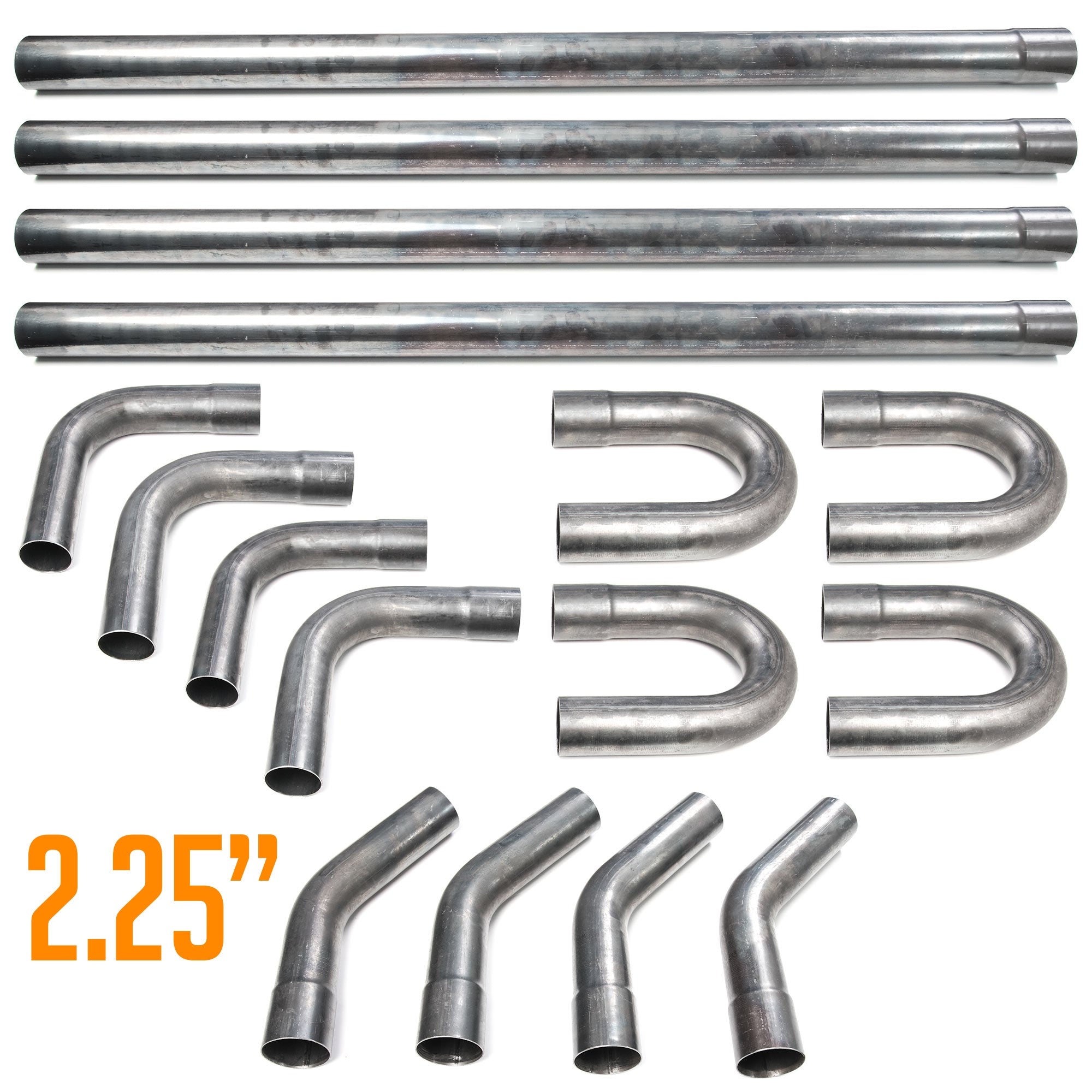 Krator 2.25" Mild Steel DIY Custom Mandrel Exhaust Pipe Straight & U-Bends Kit