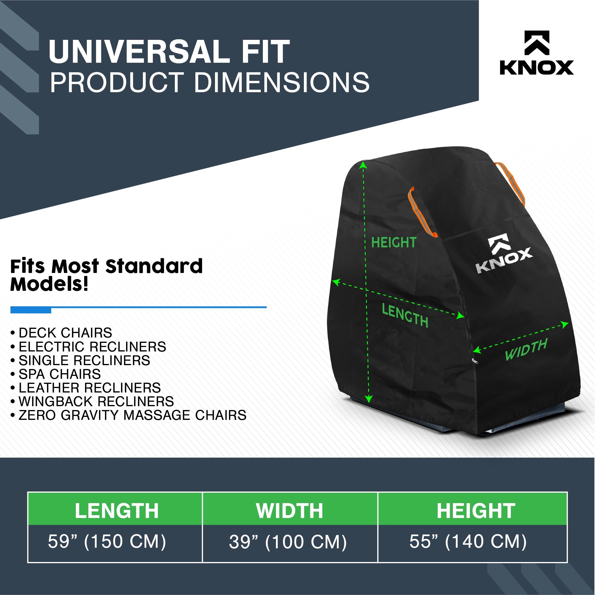 KNOX Universal Massage Chair Cover Protector, Tear-Resistant Recliner Protection