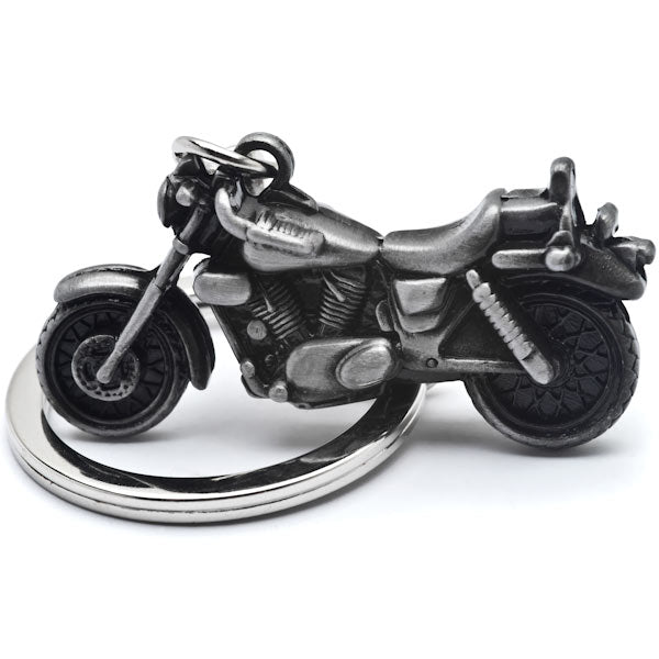 3D Motorcycle Cruiser Keychain Key Ring Chain Motor Bike Keyring Gray Metal
