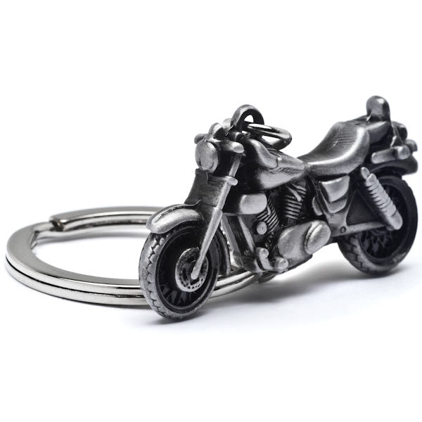 3D Motorcycle Cruiser Keychain Key Ring Chain Motor Bike Keyring Gray Metal