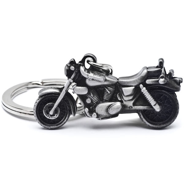 3D Motorcycle Cruiser Keychain Key Ring Chain Motor Bike Keyring Gray Metal