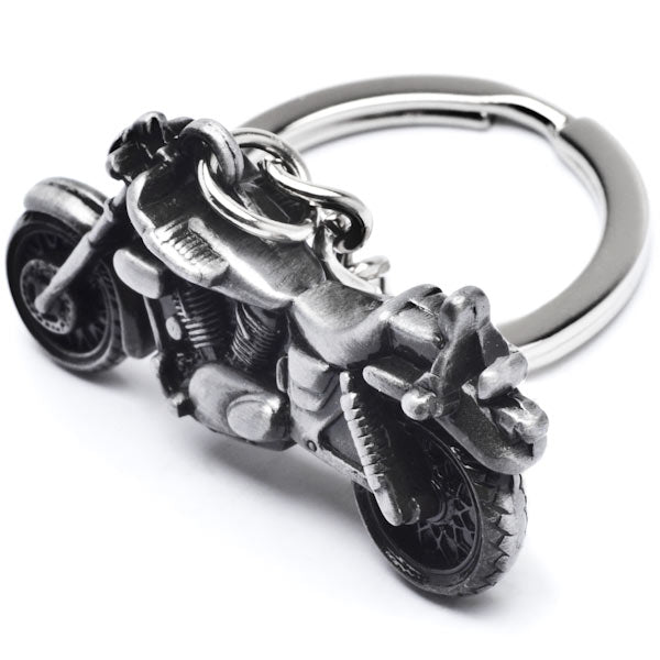 3D Motorcycle Cruiser Keychain Key Ring Chain Motor Bike Keyring Gray Metal