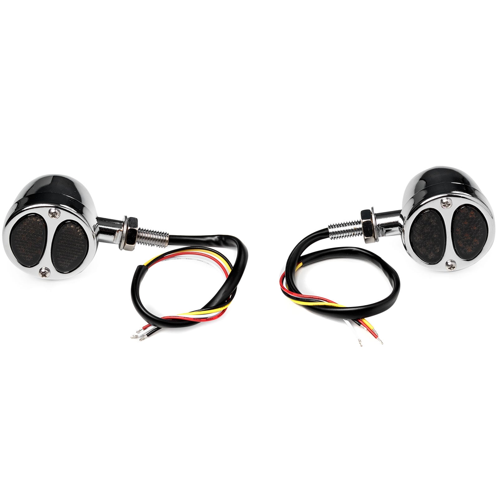 2x Universal Chrome Bullet Turn Signals with Integrated Brake/Running Lights