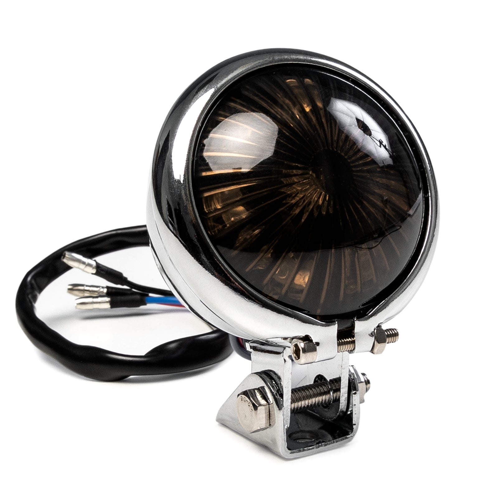 Chrome Bates-Style Mini LED Tail Light Motorcycle Brake Light 2 1/4" Diameter