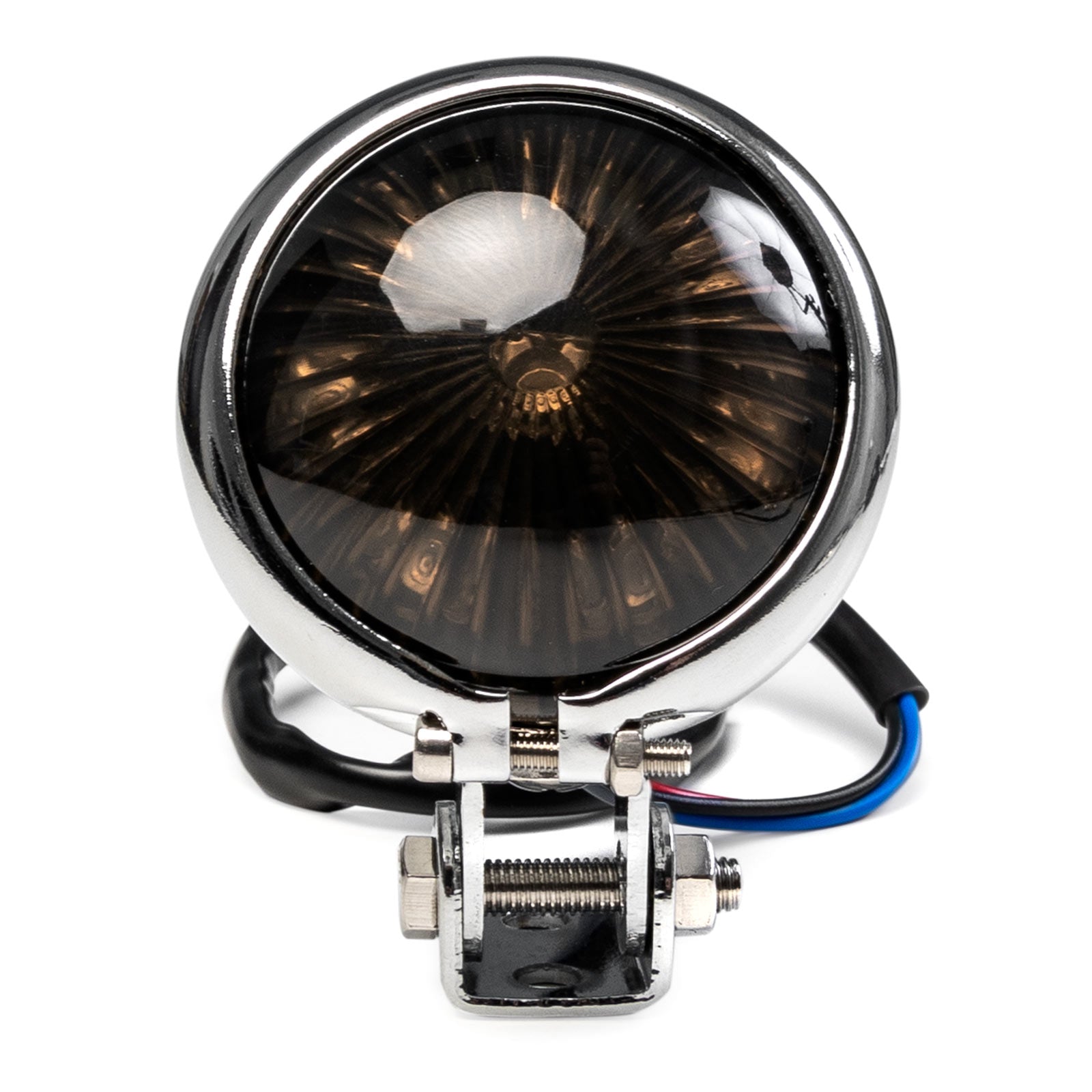 Chrome Bates-Style Mini LED Tail Light Motorcycle Brake Light 2 1/4" Diameter