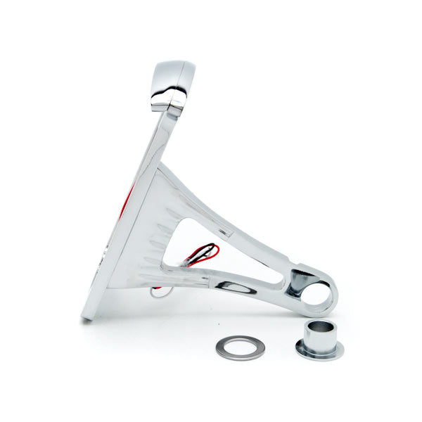 Side Mounted Vertical License Plate Assembly Chrome LED Tail Brake Light