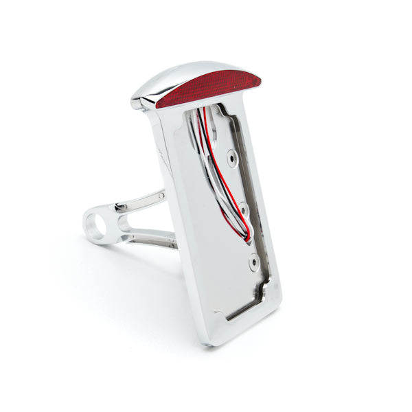 Side Mounted Vertical License Plate Assembly Chrome LED Tail Brake Light