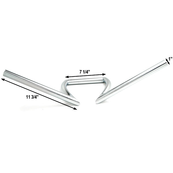 Motorcycle Handlebar 1" Chrome Steel Z-Bar Style Bobber Cruiser Cafe Racer Bike