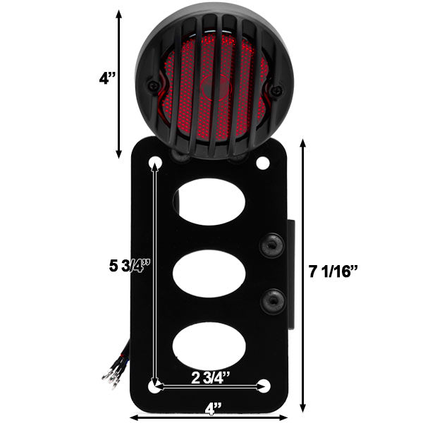 Hybrid Axle Mounted Vertical / Horizontal License Plate Holder Tail Light Black
