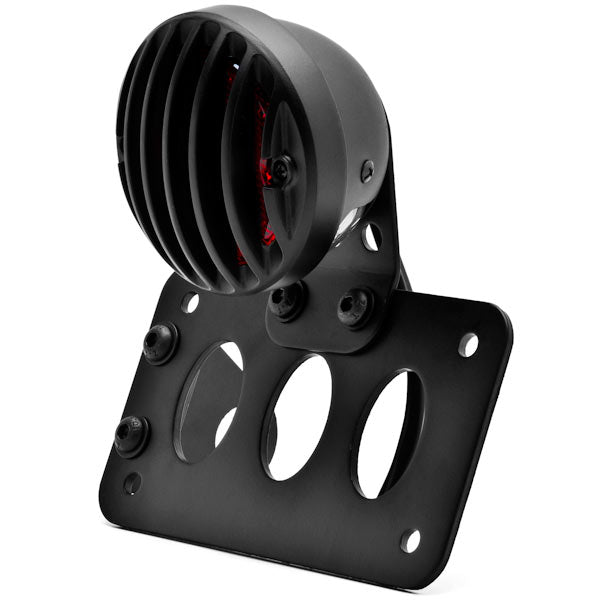 Hybrid Axle Mounted Vertical / Horizontal License Plate Holder Tail Light Black