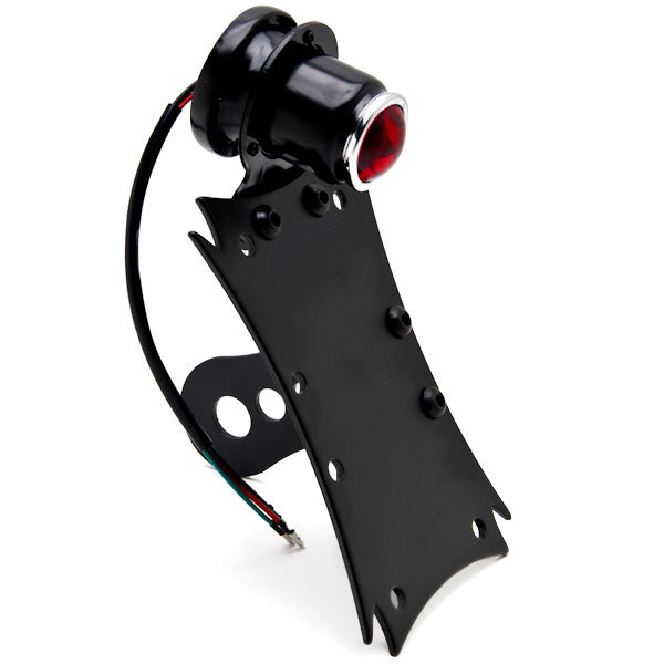 Hybrid Axle Mounted Vertical / Horizontal License Plate Holder Tail Light Black