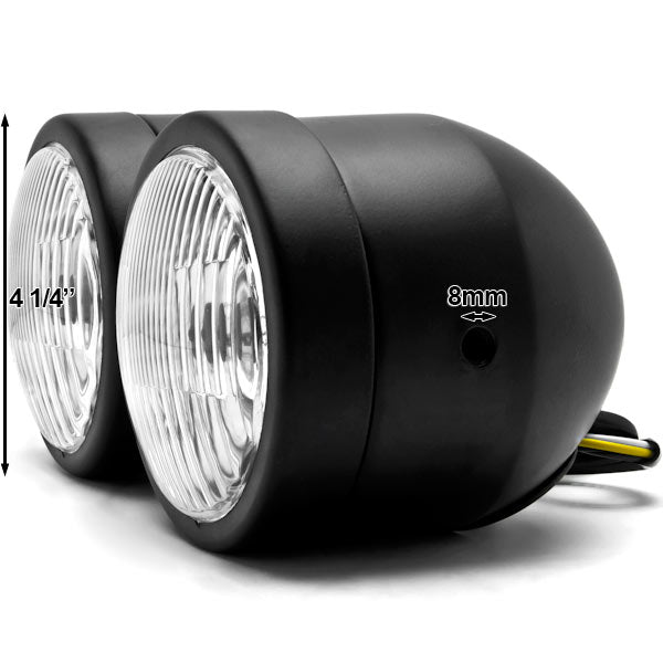 Black Twin Headlight Motorcycle Double Dual Lamp Street Fighter Naked Dominator