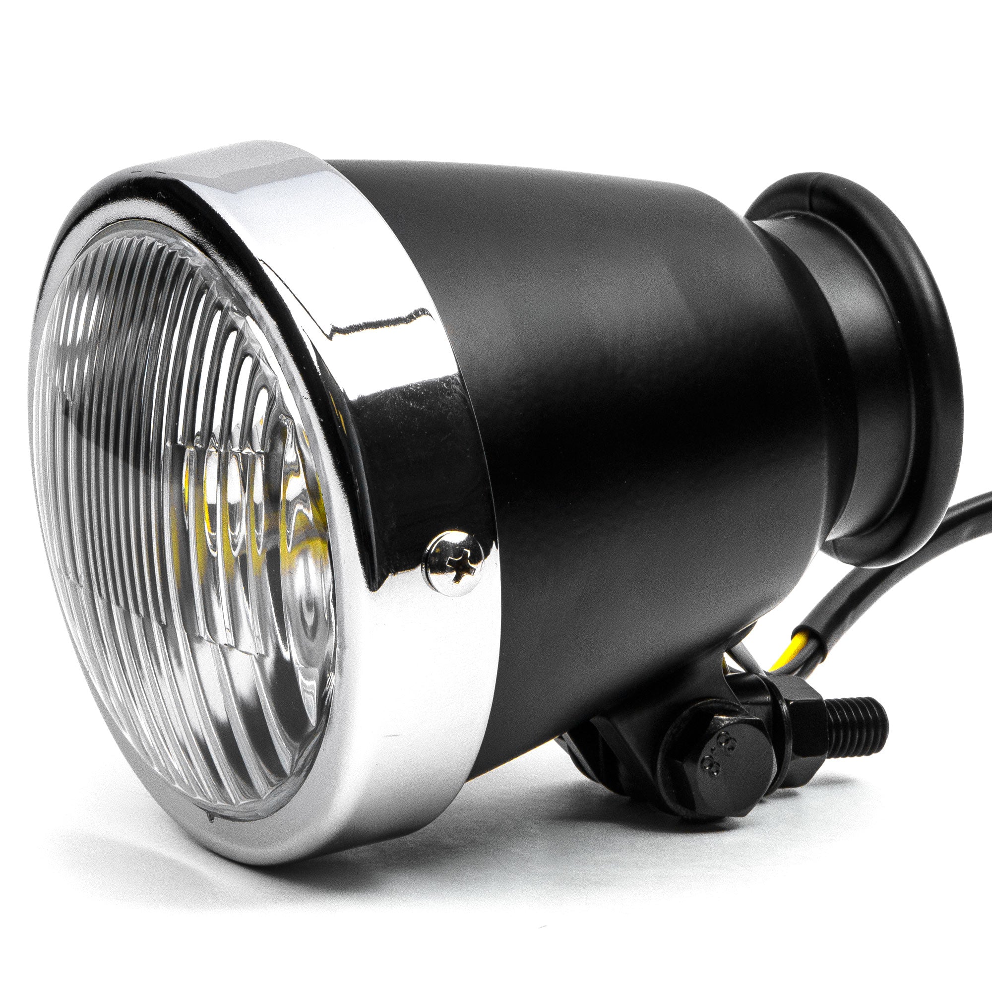 4.25" Mini Headlight w/ High Low Beam Lights LED Bulb Black w/ Chrome Housing