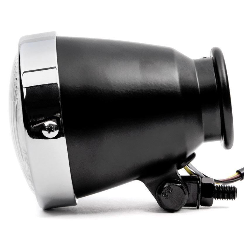 4.25" Mini Headlight w/ High Low Beam Lights LED Bulb Black w/ Chrome Housing