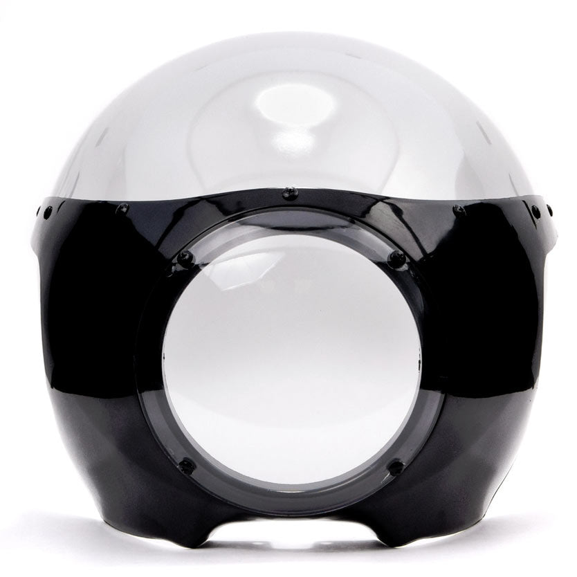 Motorcycle 5-3/4" Headlight Fairing Screen Black & Clear Retro Cafe Racer Drag