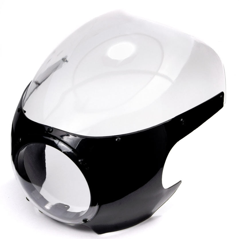 Motorcycle 5-3/4" Headlight Fairing Screen Black & Clear Retro Cafe Racer Drag
