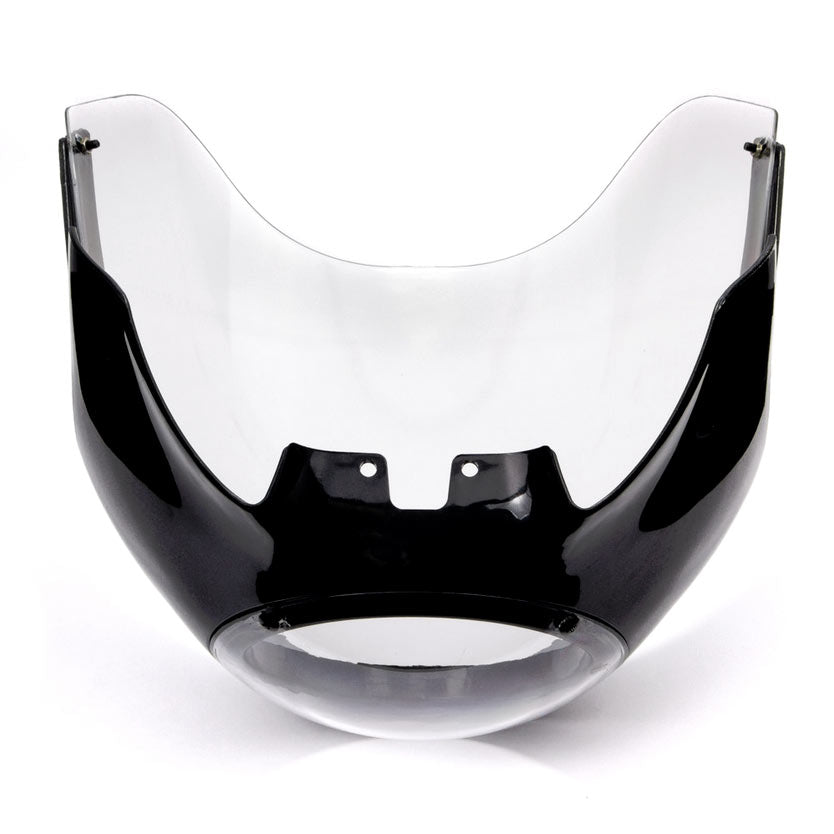 Motorcycle 5-3/4" Headlight Fairing Screen Black & Clear Retro Cafe Racer Drag