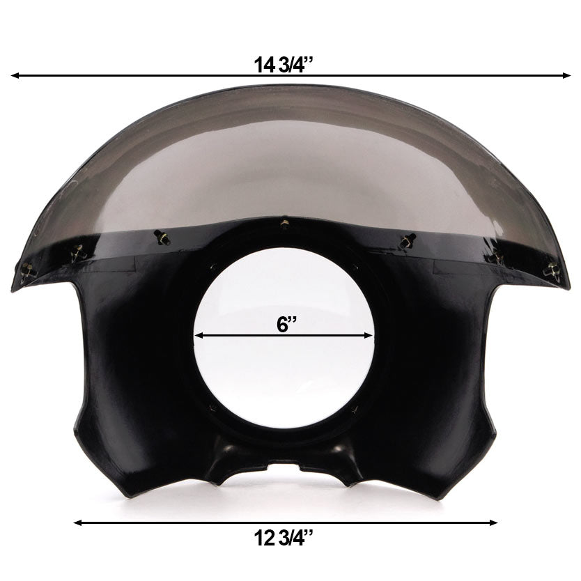 Motorcycle 5-3/4" Headlight Fairing Screen Black & Smoke Retro Cafe Racer Drag
