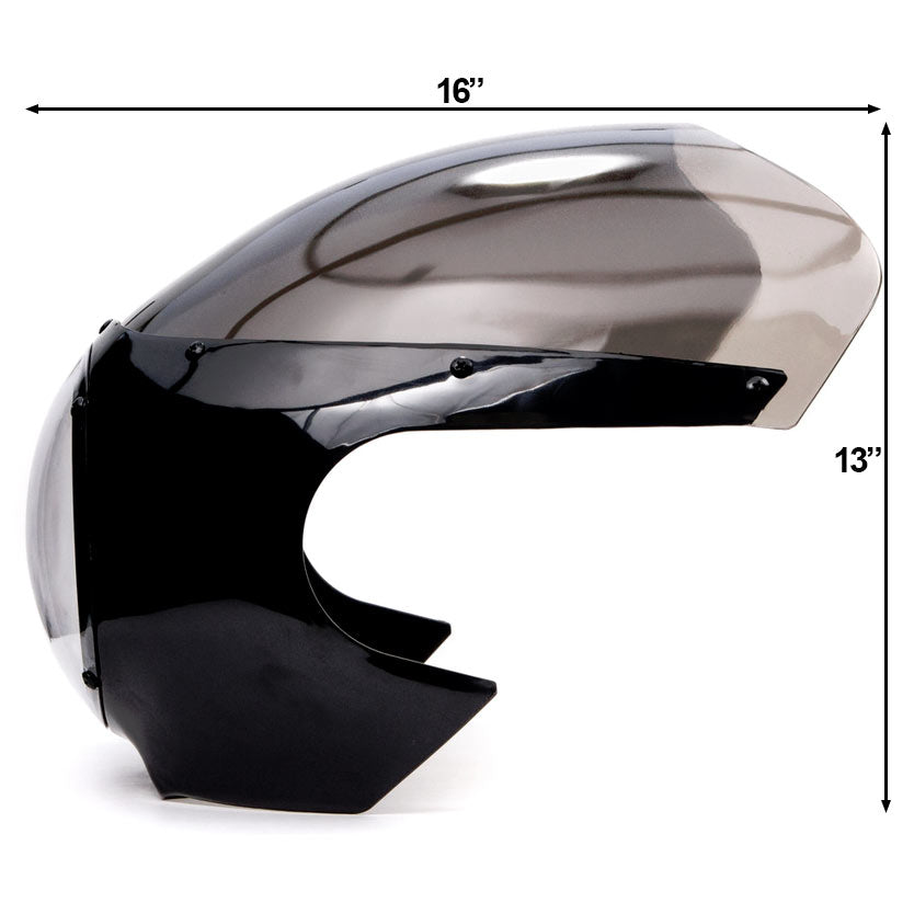 Motorcycle 5-3/4" Headlight Fairing Screen Black & Smoke Retro Cafe Racer Drag