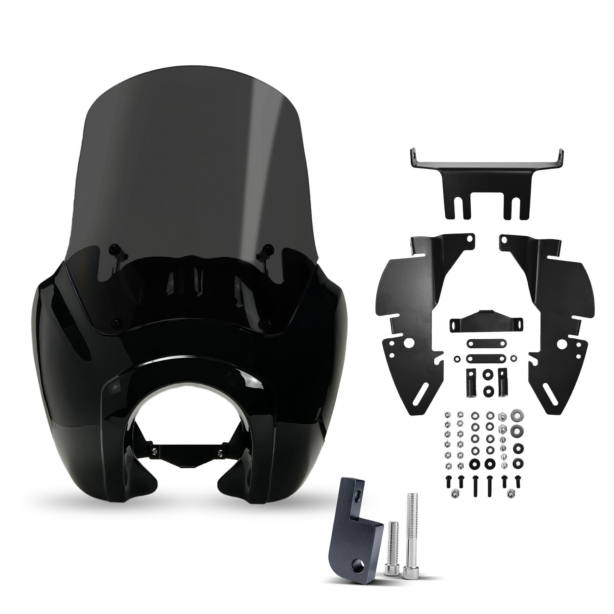Krator Windshield Fairing with Headlight Extension Block Compatible with Harley Davidson