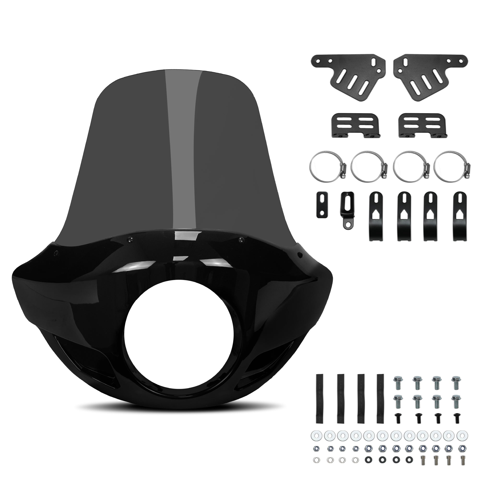 Krator 22" Motorcycle Headlight Fairing Windshield For 35-49mm Fork Clamp, Smoke