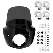 Krator Motorcycle Windshield & Headlight Fairing, Smoke, 11" Windshield, Club Style